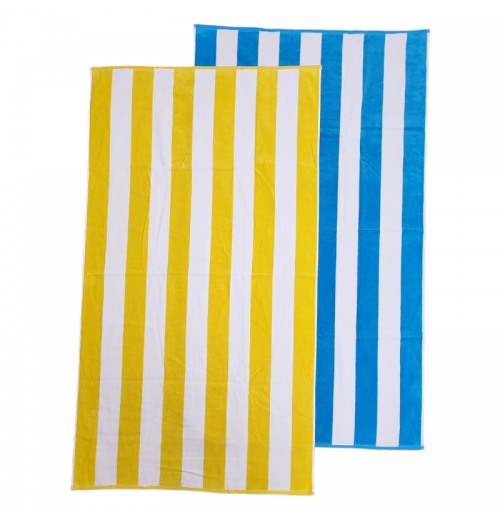 PREMIUM Cabana Hotel Stripe Velour Beach Towel