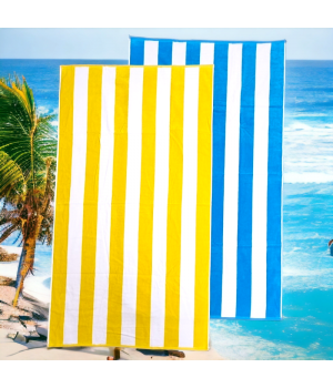 PREMIUM Cabana Hotel Stripe Velour Beach Towel