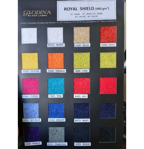 Glodina Royal Shield Bath Sheets 85x150cm  range